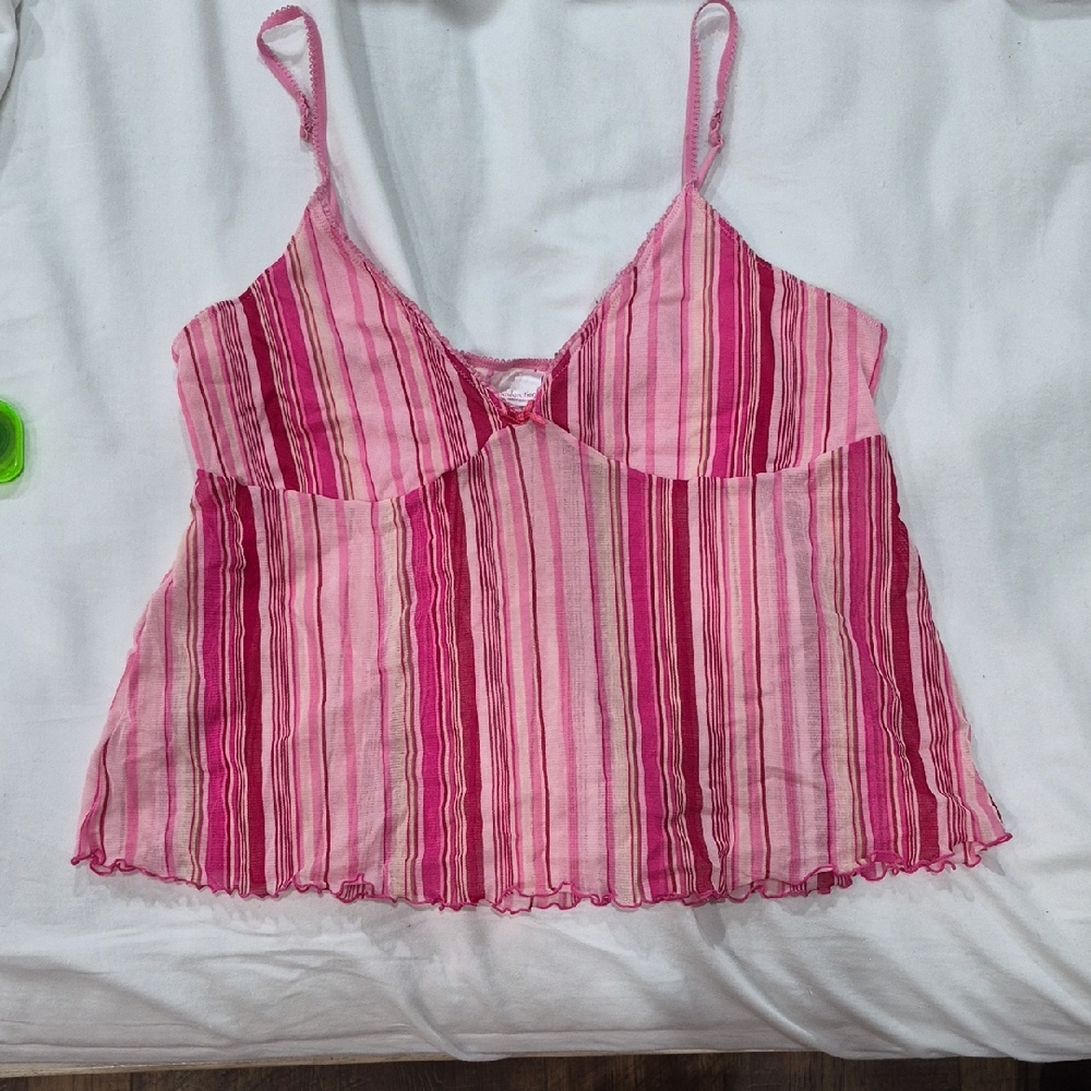 Coquette Sexy Pink Striped Camisole Chemise Lingerie Size 3X